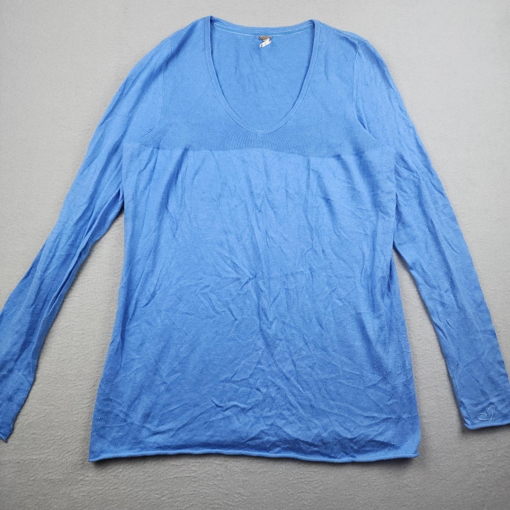 Kirra Sweater Womens M Blue Cotton Cashmere V Neck Lightweight Knit Pullover
